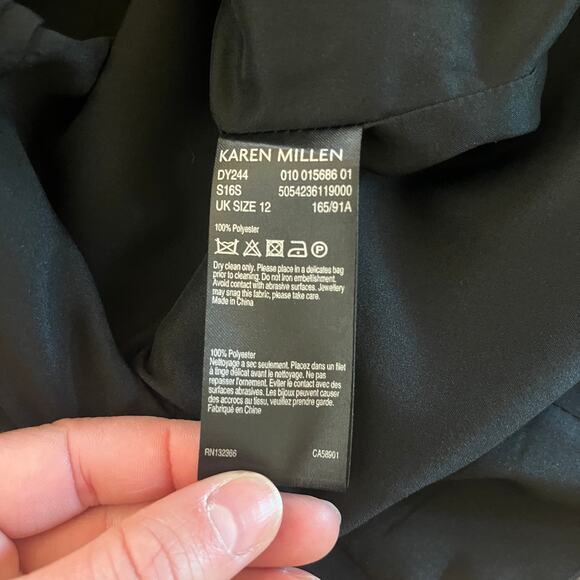 Karen Millen Embroidered Floral Double Strap Pencil Mini Dress Black Size 8 - Picture 9 of 9